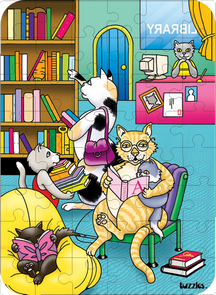 Hidden Image Table Puzzle Series - Library Cats